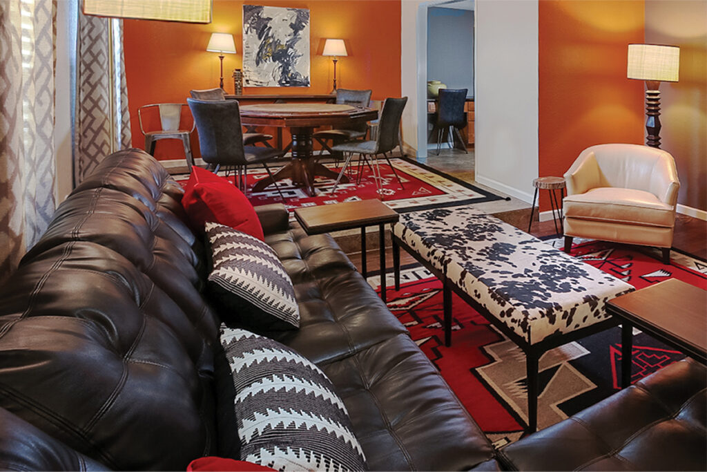Orange and accented masculine living space