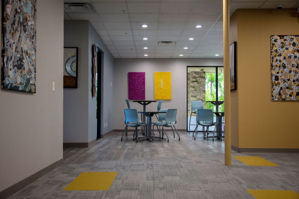 Office cafeteria with bright colors