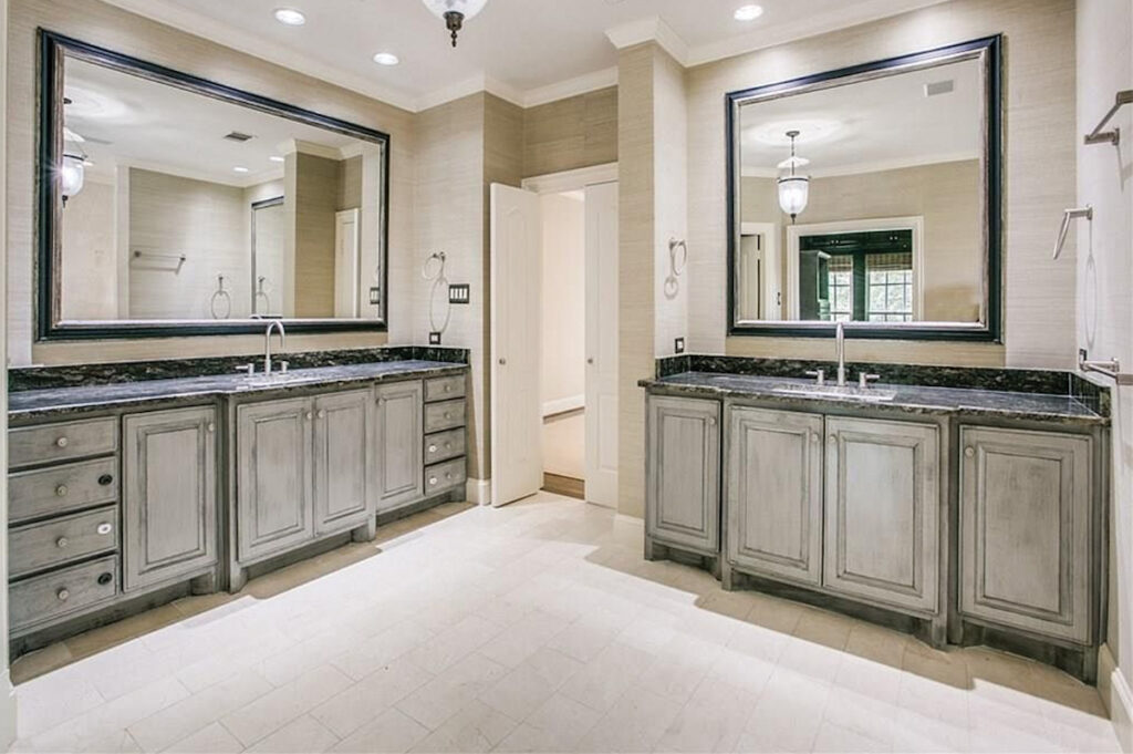 Large bathroom vanities and mirrors